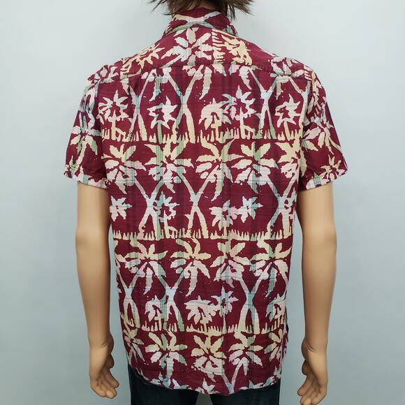 J. Crew Indian Madras Camp Collar Shirt  Short sleeves Men M Palm Print Amara - Picture 10 of 14